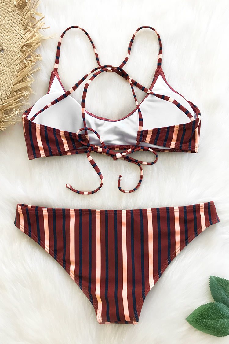 Retro Girl Striped Bikini
