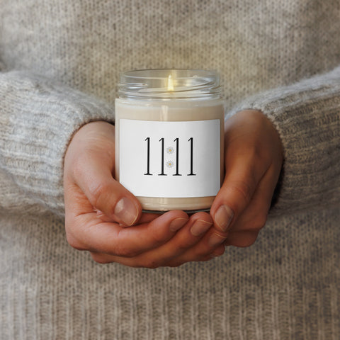 Black 11:11 with Daisies Scented Soy Candle