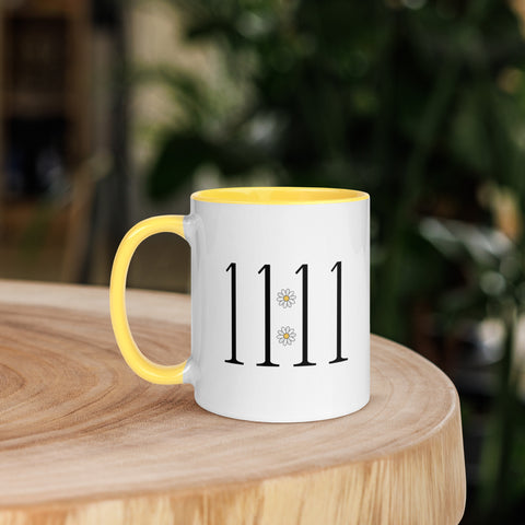 Black 11:11 with Daisies Mug