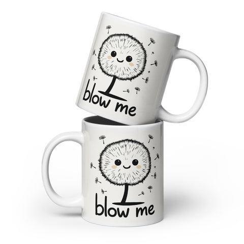 Blow Me White glossy mug