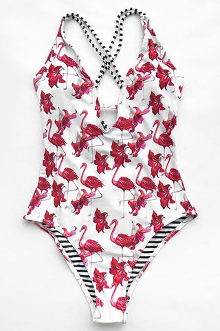 Pink Flamingo One-Piece Bathing Suit